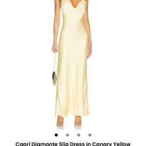 Capri Diamonte Satin Gown in Canary Yellow - Bardot